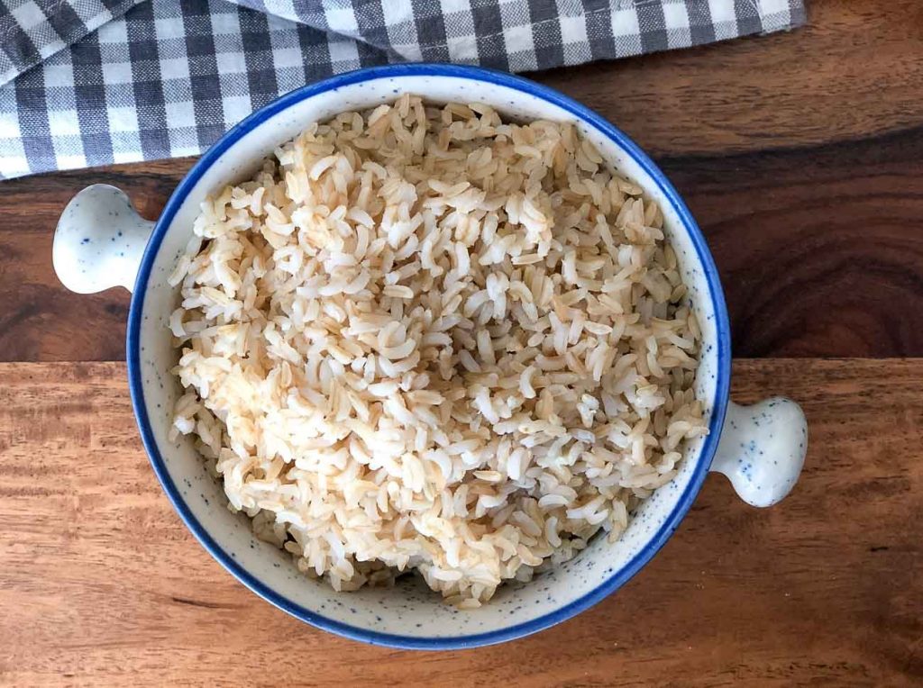 Boiled brown rice for dog